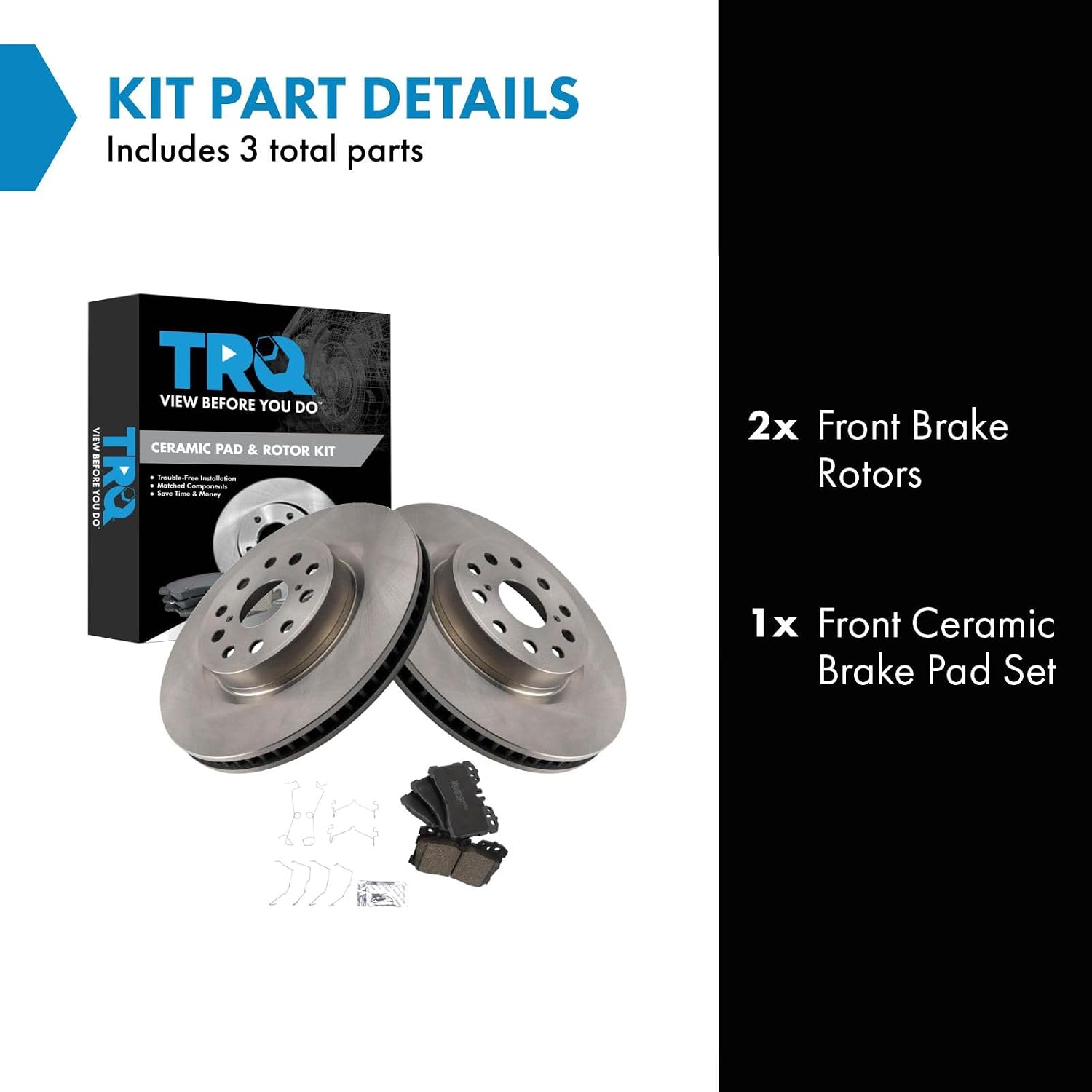 TRQ Front Brake Pad and Rotor Set Ceramic Vented Rotors Compatible with 2007-2017 Lexus LS460