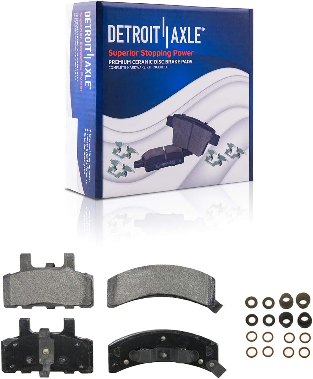 Detroit Axle - Front Brake Kit for Chevrolet K1500 K2500 GMC K1500 K2500 Pickup Tahoe, Drilled & Slotted Disc Brake Rotors Ceramic Brake Pads Driver Side Brake Caliper Replacement