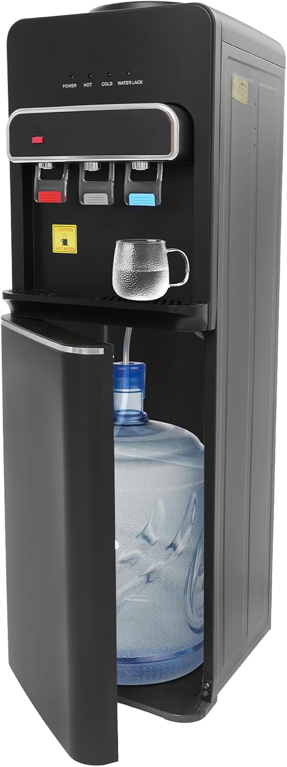 Bottom Loading Water Cooler Dispenser, Water Dispenser for 5 Gallon Bottle, 3 Temperature Settings, Floor Standing Hot and Cold Water Dispenser for Home, Office Use