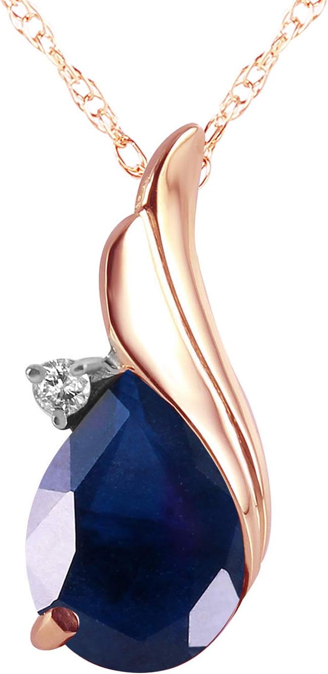 Galaxy Gold GG 2.53 Carat 14k Solid Gold Necklace with Natural Diamond and Sapphire