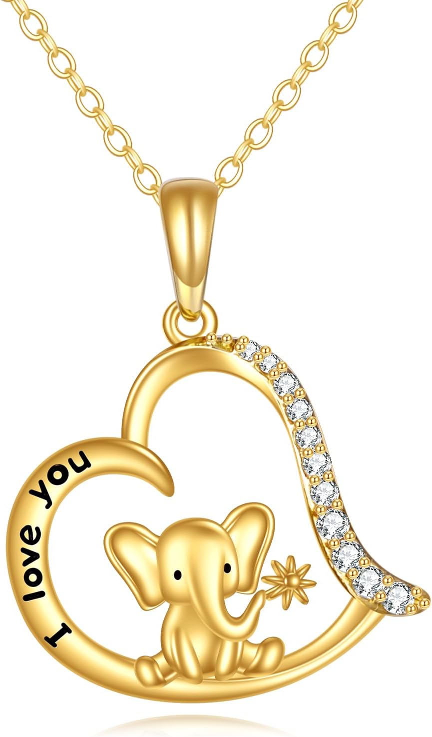 KECHO Christmas Gifts 14k Solid Gold Animals Necklace for Women Giraffe Bee Elephant Ladybug Koala Axolotl Horse Unicorn Cat Necklaces Pendant Jewelry Mothers Day Birthday for Mom Wife Friends