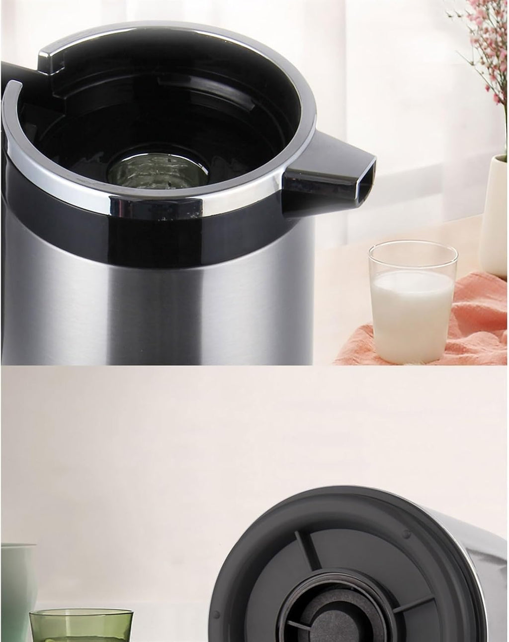 Electric Kettle Stainless Steel Shell Insulated Kettle Household Large Capacity Hot Water Bottles Glass Inner Coffee Pot Tea Kettle,1.6L