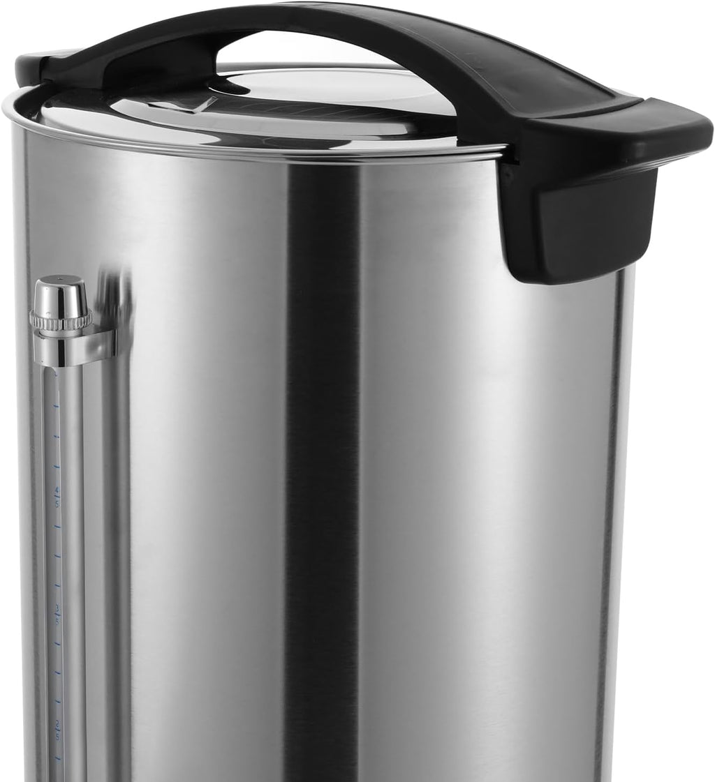 Commercial Coffee Urn, 1500w 6.6Gal 304 Stainless Steel Electric Coffee Maker Fast Brew Hot Water Dispenser Large Capacity Coffees Pot Hot Beverage Dispenser for Buffet Catering Wedding