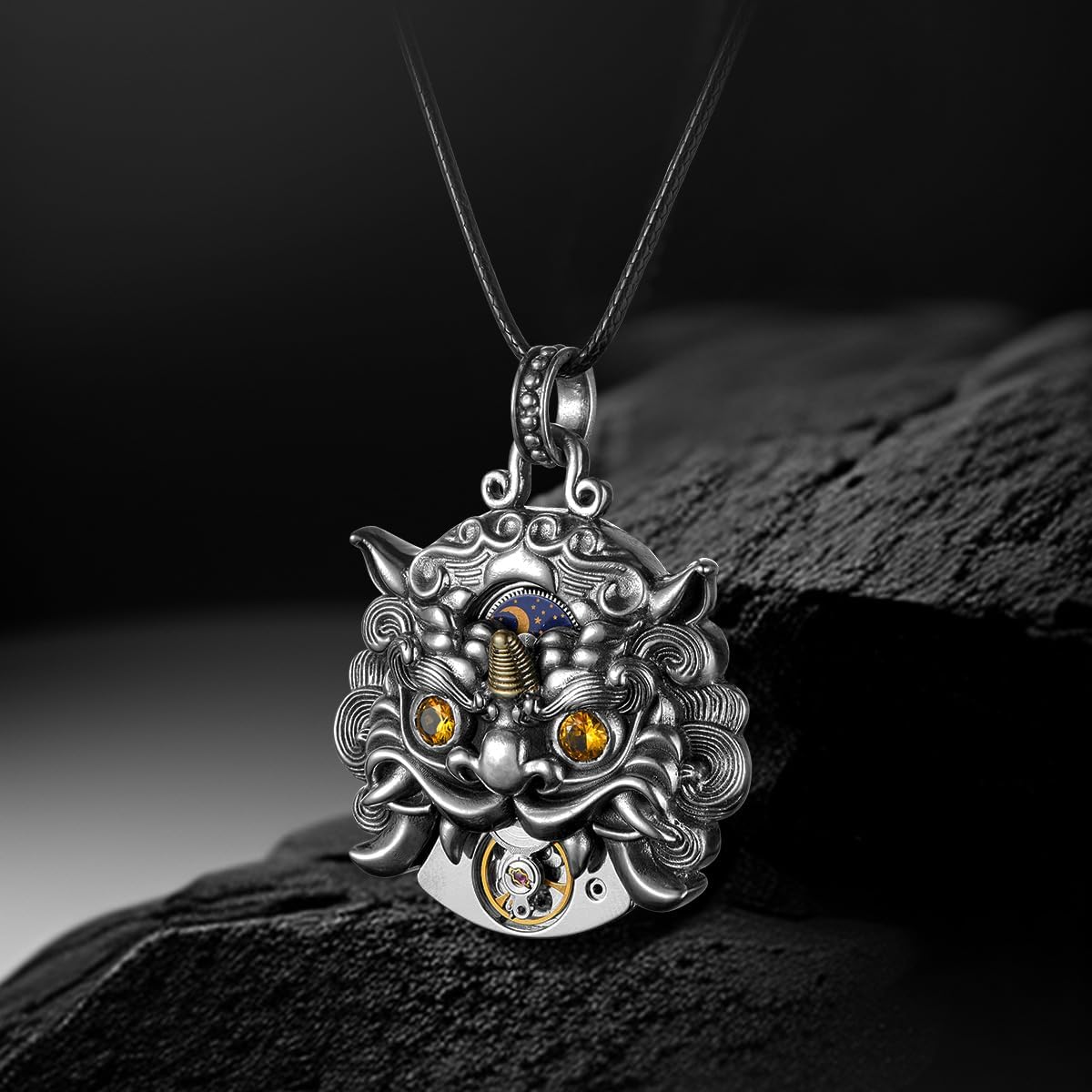 SEA-GULL Seagull Fengshui Pixiu Pendants Antique Finish Cooper+Yellow Zircon Jewelry Watch Movement Necklaces Chain Women Men Wealth Luck, NTHB70000