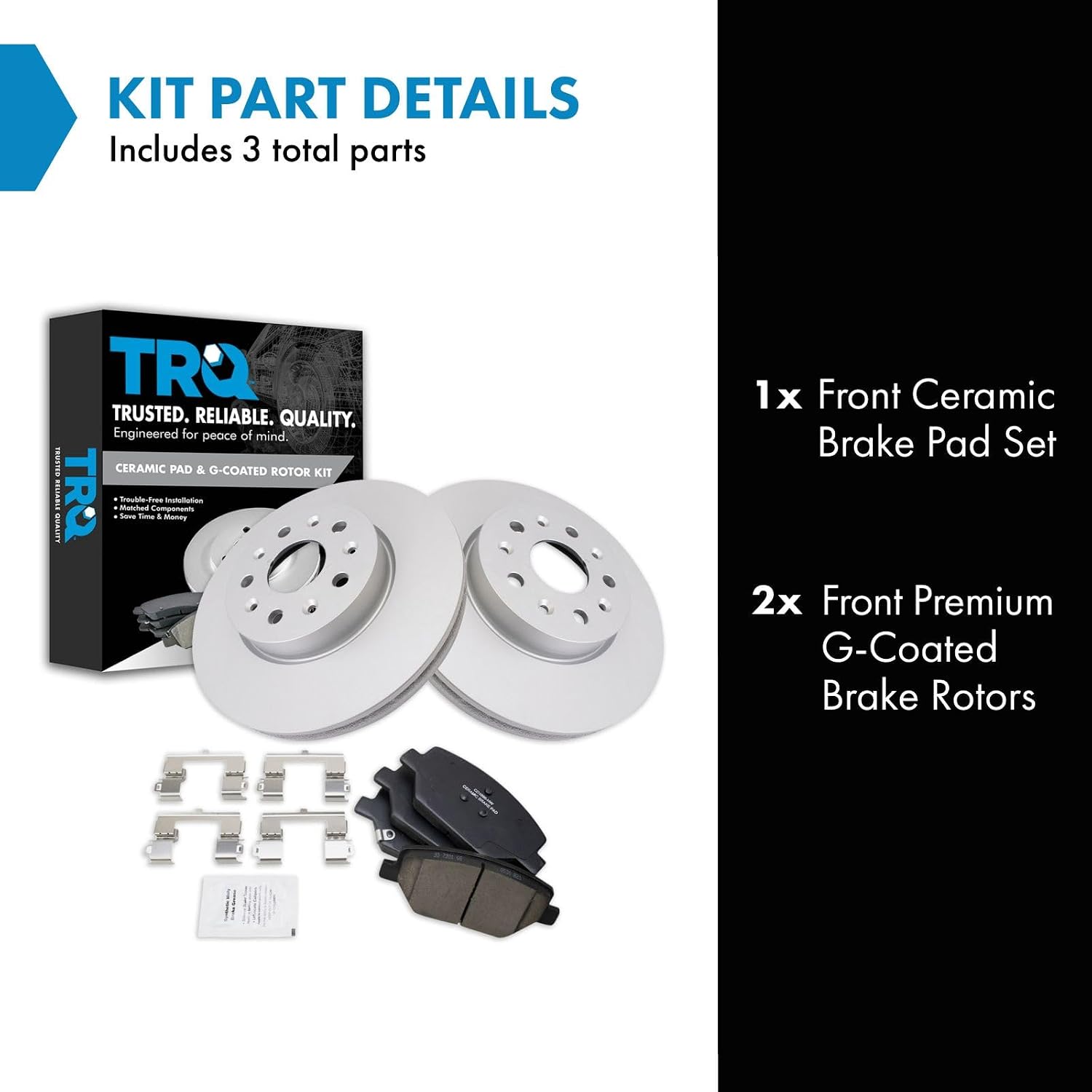 TRQ Front Brake Pad and Rotor Set Ceramic Vented Rotors G Coated Compatible with 2016-2020 Chevrolet Camaro