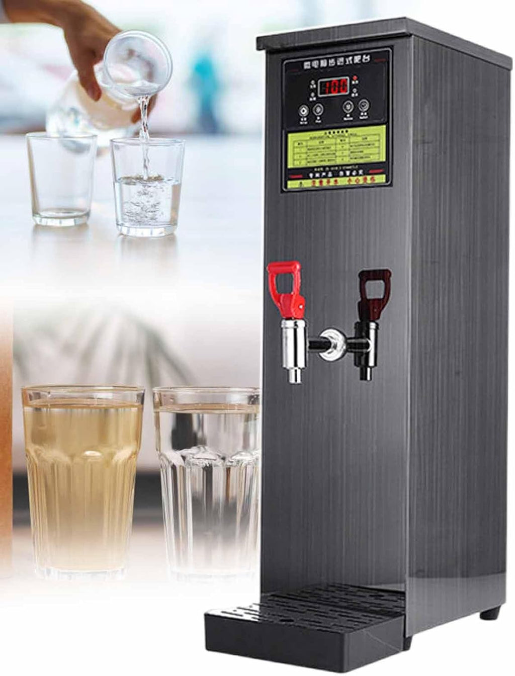Auto Fill Water Boiler, Commercial Hot Water Dispenser Boiler, With Water Connection & Drip Tray, Adjustable Temperature, For Kitchen Restaurant, Factory Floor,Black