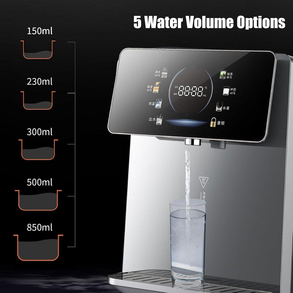 2200W Wall-Mounted Water Dispenser with Safety Children's Lock, Adjustable Temperature, Large Screen Touch, Hot Water 25L/h, for House/Office(Gray)