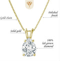 The Diamond Deal .25-1.00 Carat Pear Shape Brilliant Solitaire Lab-Grown Diamond Solitaire Pendant Necklace | 14k Yellow or White or Rose/Pink Gold With 18' Gold Chain
