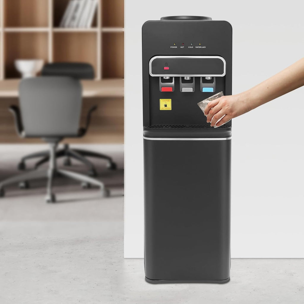 Bottom Loading Water Cooler Dispenser, Water Dispenser for 5 Gallon Bottle, 3 Temperature Settings, Floor Standing Hot and Cold Water Dispenser for Home, Office Use