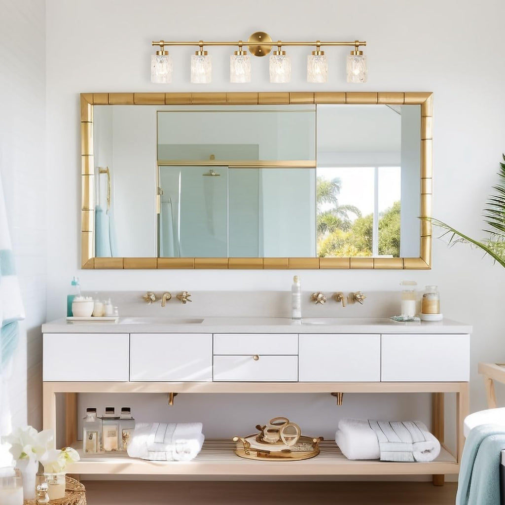 ALICE HOUSE Modern 6-Light Bathroom Vanity Light, 41' Brushed Brass Finish Wall Lighting Fixture Over Mirror for Bathroom, Powder Room, Makeup AL5095-W6