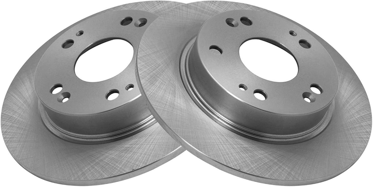 TRQ Front and Rear Ceramic Brake Pad and Rotor Set Compatible with 2006-2008 Honda Civic EX 2009-2010 Honda Civic EX with 5 Lug Wheels 2011