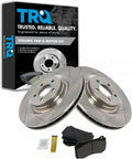TRQ Front Brake Pad and Rotor Set Ceramic Vented Rotors Compatible with 2005-2014 Chrysler 300 2006-2019 Dodge Challenger 2006-2018 Charger 2006-2008 Magnum