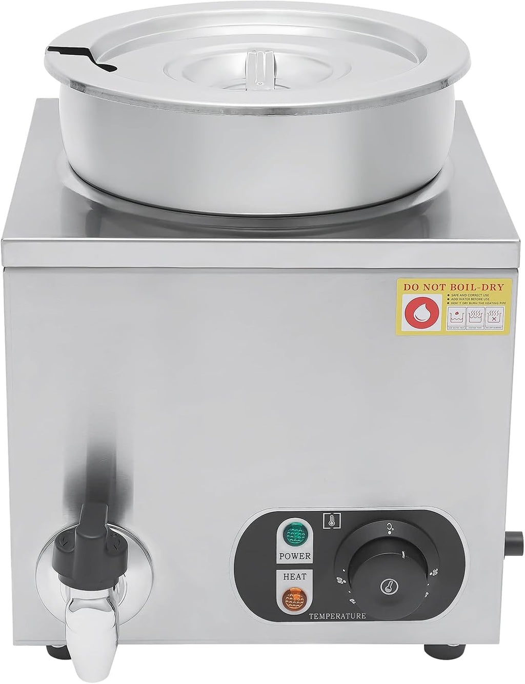 Commercial Soup Warmer Stainless Steel Cheese Warmer with 1.85Gal Soup Pot & Adjustable Temperature 86-185℉Commercial Hot Fudge Dispenser Food Warmer for Buffets, Restaurants, Stores