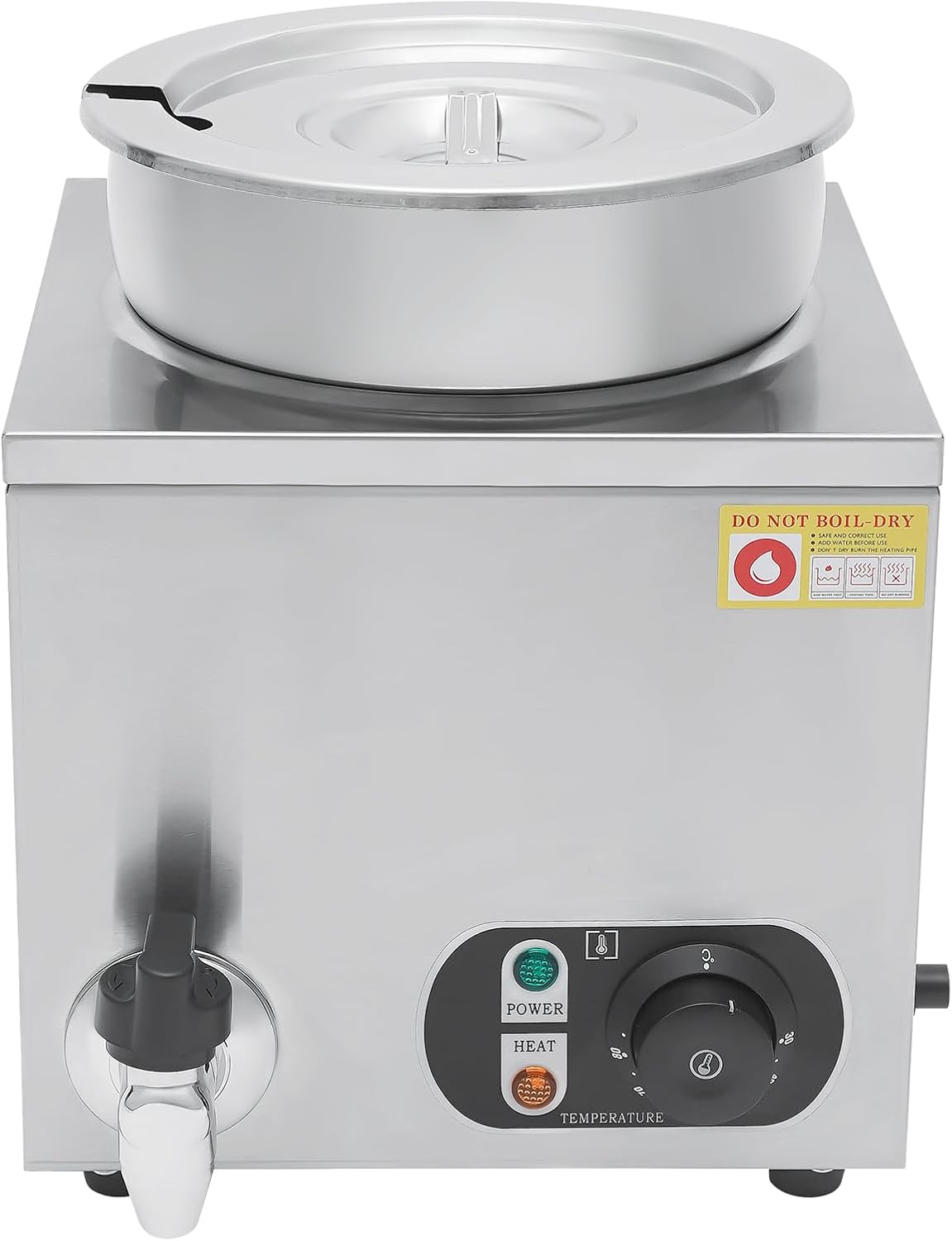 Commercial Soup Warmer Stainless Steel Cheese Warmer with 1.85Gal Soup Pot & Adjustable Temperature 86-185℉Commercial Hot Fudge Dispenser Food Warmer for Buffets, Restaurants, Stores
