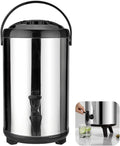 Stainless Steel Insulated Beverage Dispenser, 10L Double Walled Insulated Thermal Hot And Cold Drink Server Dispenser With Spigot Handle For Coffee Tea Milk Hot Water