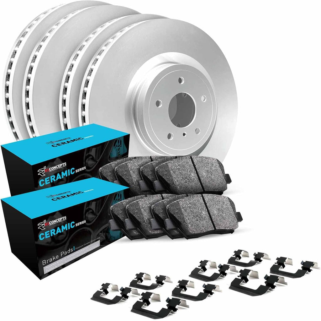 R1 Concepts Front and Rear Brake Kit Fits 2018-2025 Volkswagen Atlas; 2020-2025 Volkswagen Atlas Cross Sport| Ceramic Pads, Blank Rotors| Hardware| 13.2' Front & 12.2' Rear