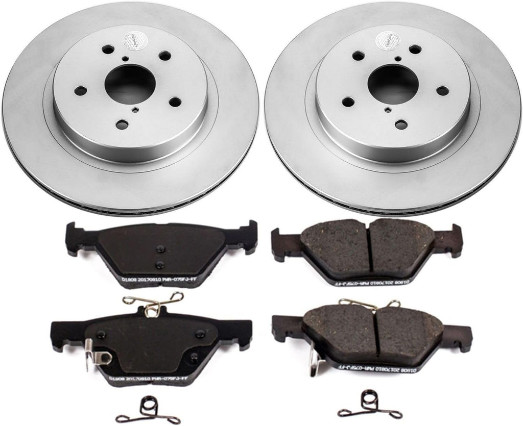 PowerStop Rear Brake Kit for Subaru Legacy 2015-22 |Outback 2015-23 |WRX 2016-24 - Fully-Coated Disc Rotors with Z17 Ceramic Brake Pads Replacement, CRK7039