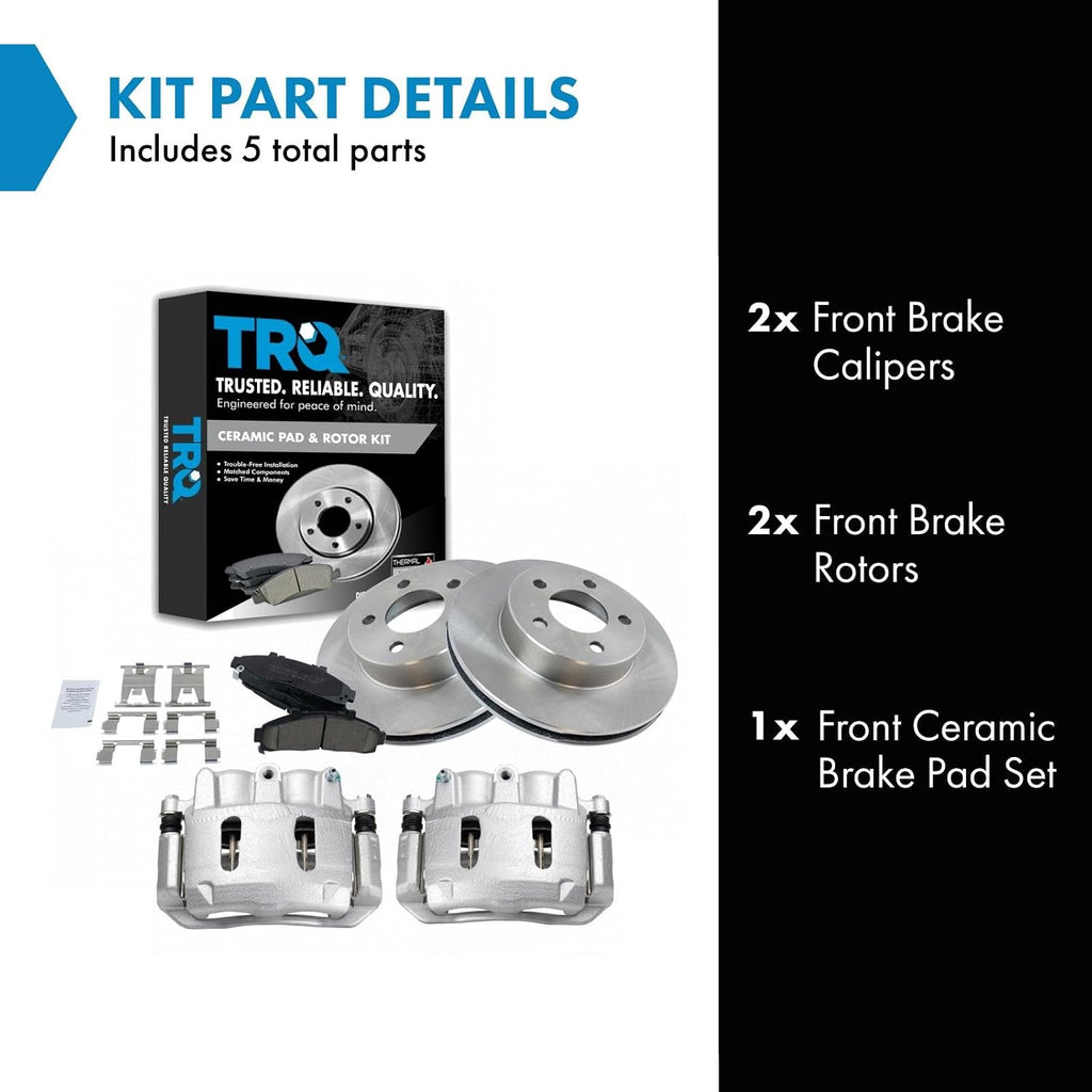 TRQ Front Brake Pad and Rotor Set Ceramic Vented Rotors Calipers Compatible with 1995-2001 Ford Explorer 1998-2002 Ranger 1998-2002 Mazda B4000 1998-2001 Mercury Mountaineer