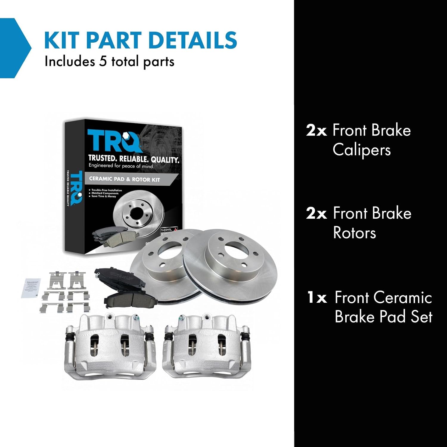 TRQ Front Brake Pad and Rotor Set Ceramic Vented Rotors Calipers Compatible with 1995-2001 Ford Explorer 1998-2002 Ranger 1998-2002 Mazda B4000 1998-2001 Mercury Mountaineer