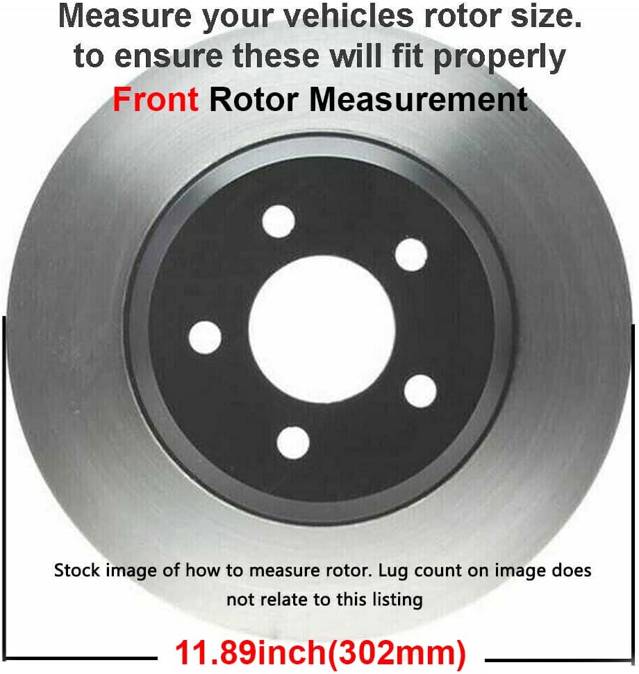 Detroit Axle - Brake Kit for Chrysler Town & Country Dodge Journey Grand Caravan, Disc Brake Rotors Ceramic Brakes Pads Replacement: 11.89' inch Front and 12' inch Rear Rotor