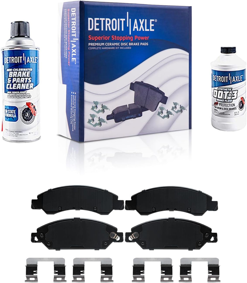 Detroit Axle - Brake Kit for 2005-2008 Chevy GMC Silverado Sierra 1500, 12.99' inch Front Brake Rotors Ceramic Brakes Pads with Hardware Rear Brake Drums Brake Shoes 2006 2007 Replacement