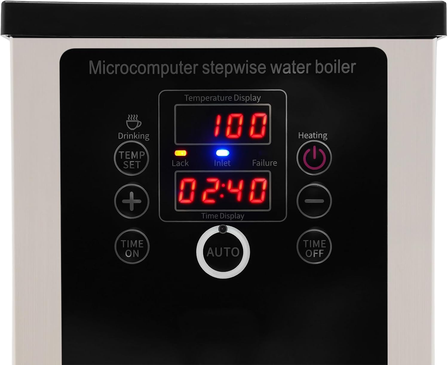 10L Commercial Hot Water Dispenser, Electric Countertop Boiling Water Machine, Stainless Steel Step-Heating Hot Water Dispenser,Step-type Heating (Silver, 7.28 * 9.92 * 19.09in)