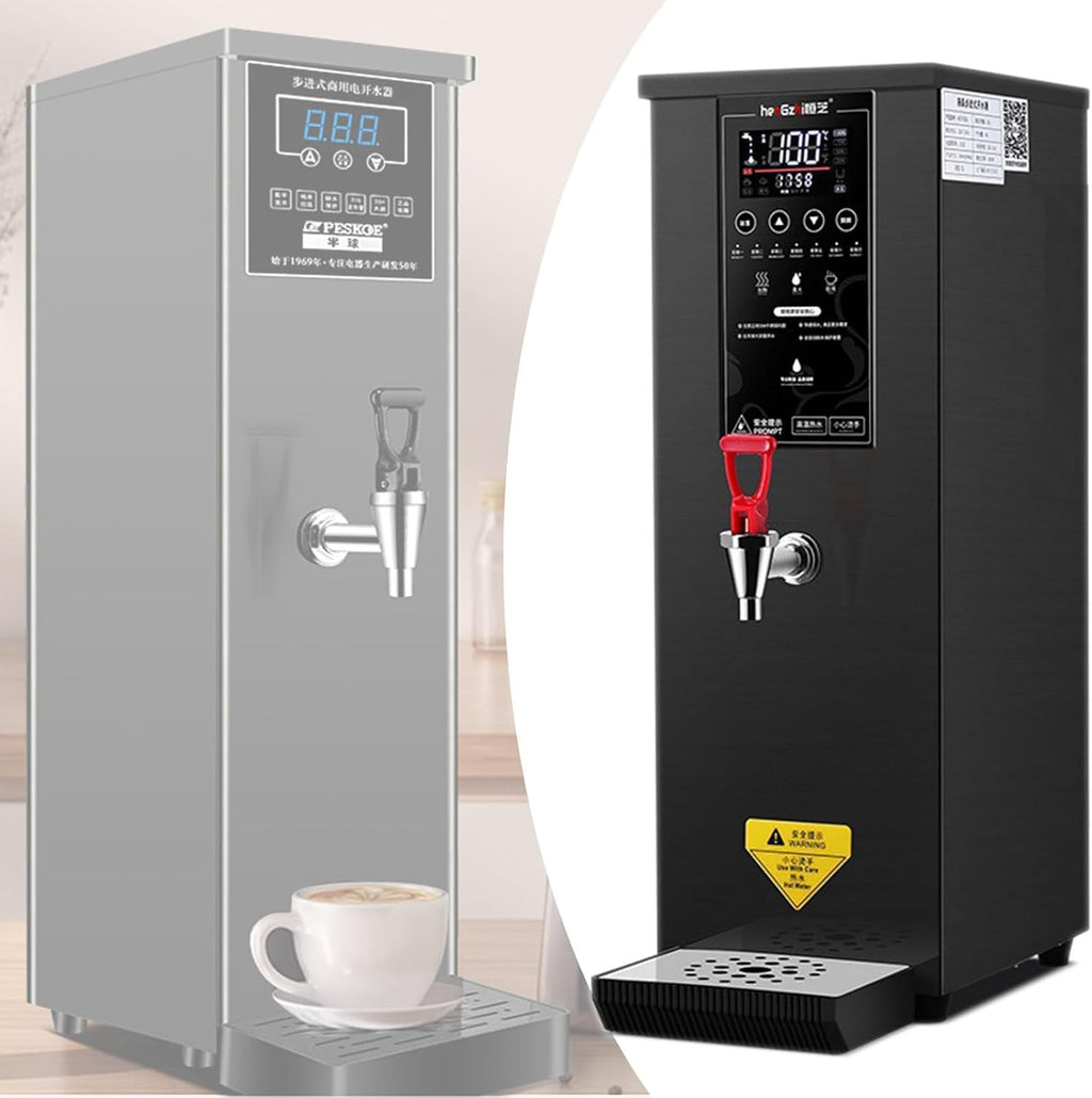 25L Commercial Hot Water Dispenser Boiler, 1000W Electric Catering Urn, Temperature Adjustable, 60L/H Large Output, Quick Brewing for Coffee, Tea, Milk, Hot Drinks Black