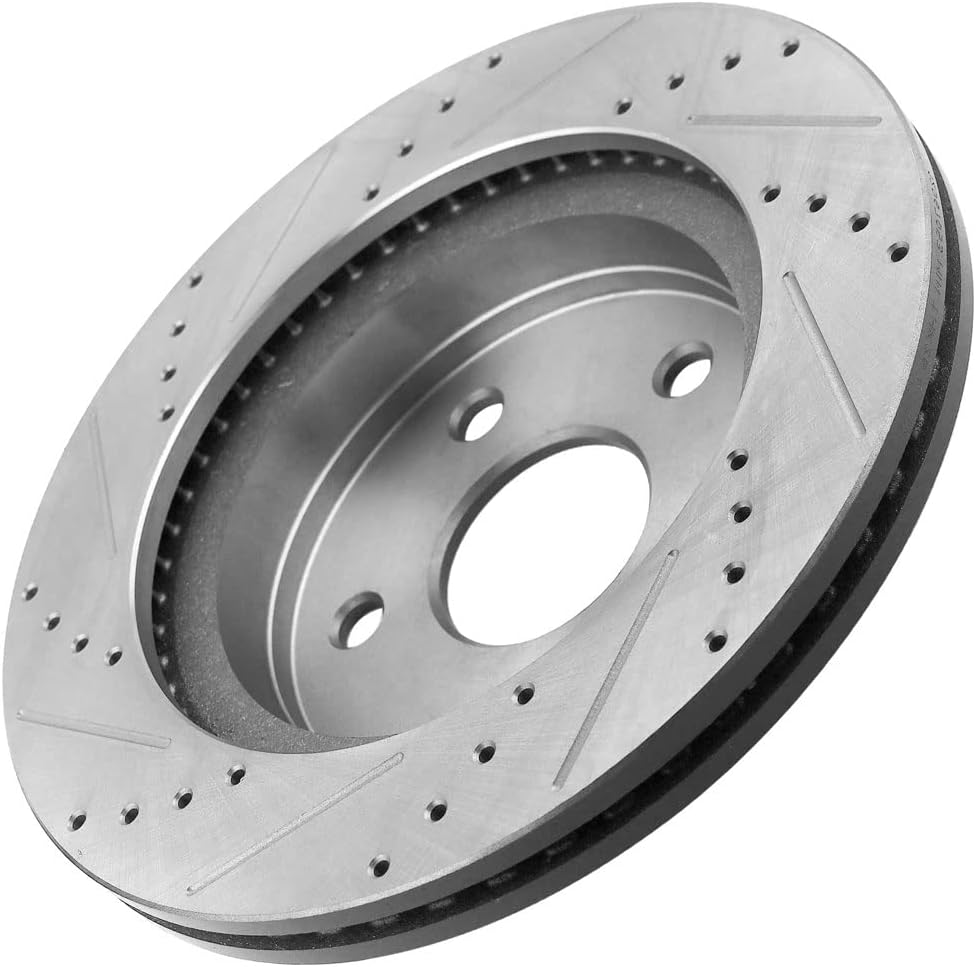 Front Brake Rotors and Pads for 2011-2018 Ram 1500, 2006-2010 Dodge Ram 1500, 2007-2009 Dodge Durango/Chrysler Aspen Drilled and Slotted E-Coating Disc Brake Rotors Ceramic Brakes Pads
