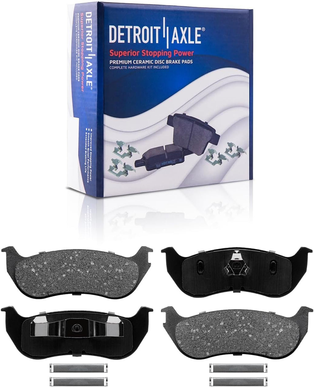 Detroit Axle - Rear Wheel Bearing Hubs Brake Kit for 2002-2005 Ford Explorer Mercury Mountaineer Wheel Bearing & Hubs Assembly Drilled & Slotted Brake Rotors Ceramic Brakes Pads 2003 2004 Replacement