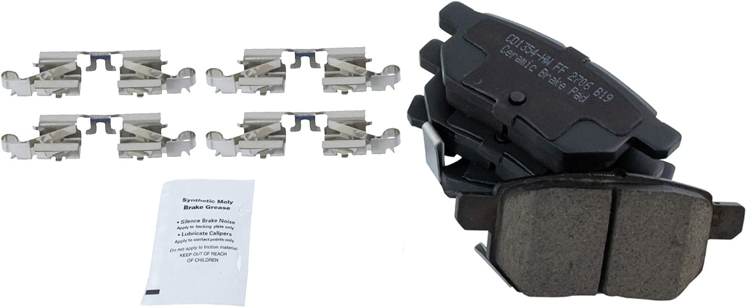 TRQ Front and Rear Brake Pad and Rotor Set Ceramic Vented Solid Rotors Compatible with 2011-2016 Scion tC
