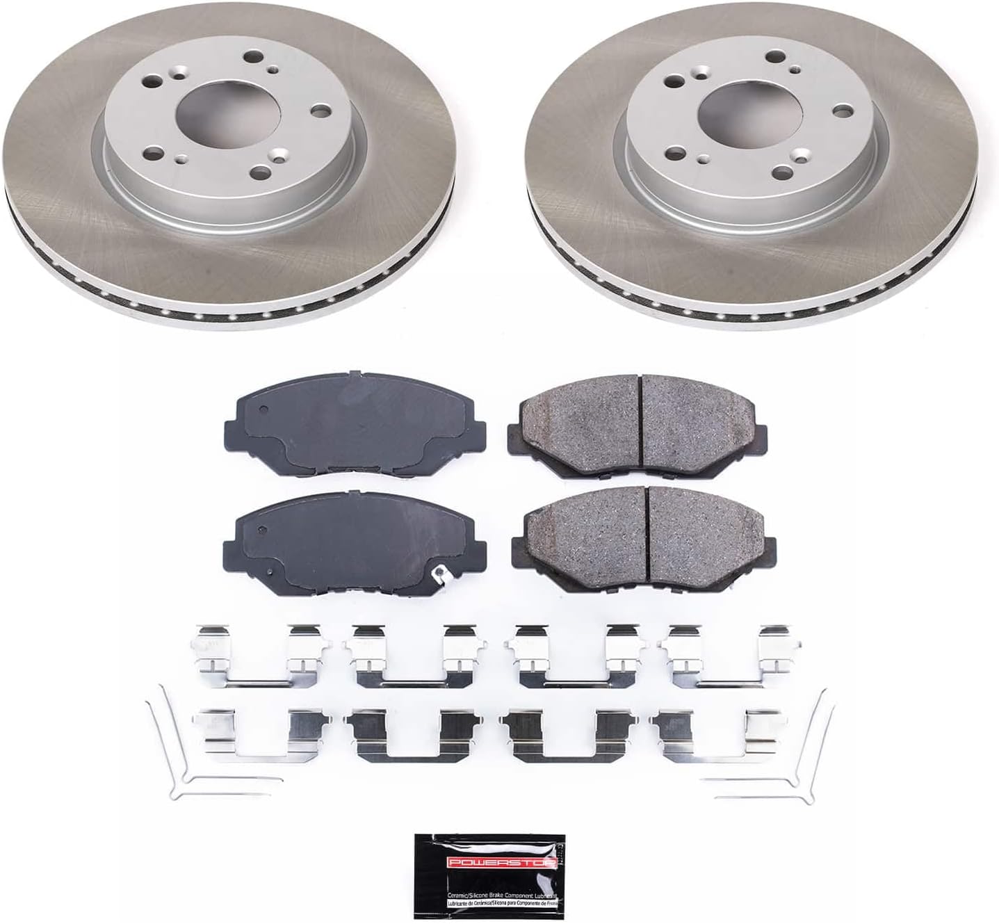 PowerStop Front Brake Kit for Acura ILX 2013 |Honda Accord 2013-17 |Fit 2013-14 - Ceramic Brake Pads + Semi Coated Rotors Replacement, SC6490