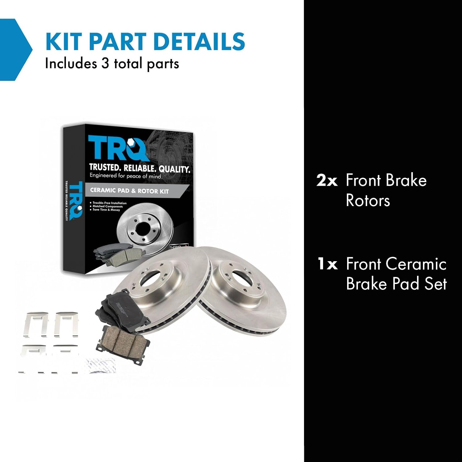 TRQ Front Brake Pad and Rotor Set Ceramic Vented Rotors Compatible with 2017 Genesis G80 2015-2016 Hyundai Genesis 2016-2017 Kia K900
