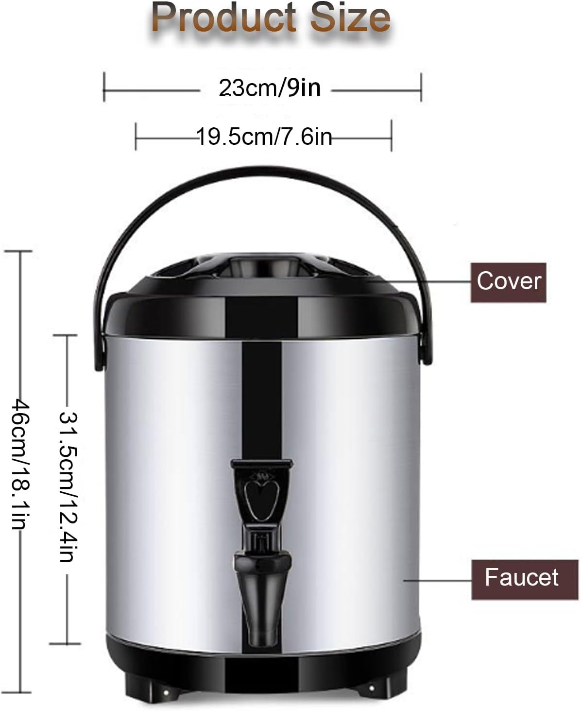 Catering Urn Stainless Steel Hot Water Kettle Dispenser - Boiler Warmer Coffee Urn With Cover And Spigot For Hot Water And Beverages(Red,8L)