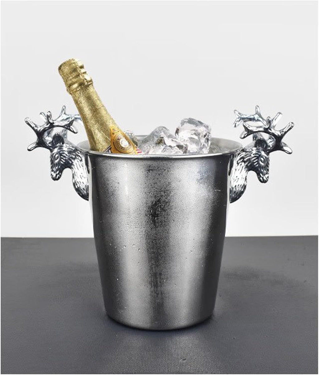 Ice Container Silver Stainless Steel Metal Ice Buckets for Parties, Insulated Ice Bucket with Handles for Beer, Wine, Champagne, Home Decor, Table Centerpieces, Wedding Decorations Ice Buckets for Bar