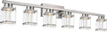 6-Light Vanity Lighting Fixture, Classic Bathroom Light Fixtures in Brushed Nickel Finish Industrial Wall Sconces Lamp with Clear Glass Shade and Bubble Bulb for Mirror