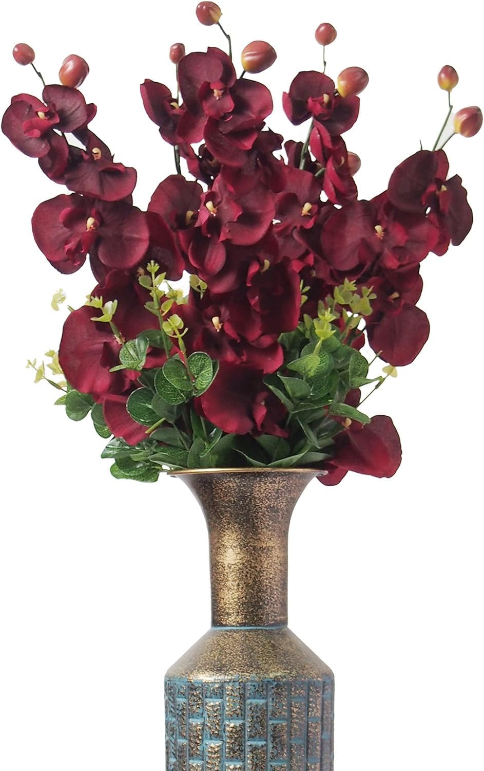Hosley Set of 144 Bulk Pack Farmhouse Orchid Phalaenopsis Artificial Flowers 28' Long - Burgandy. Great for Use Vases, for Home, Wedding, Spa & Special Occasions