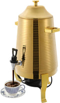Insulated Beverage Dispenser 13L Stainless Steel Hot Drink Dispenser Countertop Commercial Hot and Cold Coffee Carafe with Spigot & Stand for Tea, Coffee, Milk, Water & Juice (Gold)