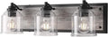 3-Light Bathroom Vanity Light Large 23', Vanity Lights for Bathroom, Farmhouse Rustic Gray Bathroom Light Fixtures Over Mirror with Bubble Glass Shades, Hand-Painted Wood-Look Metal Backplate