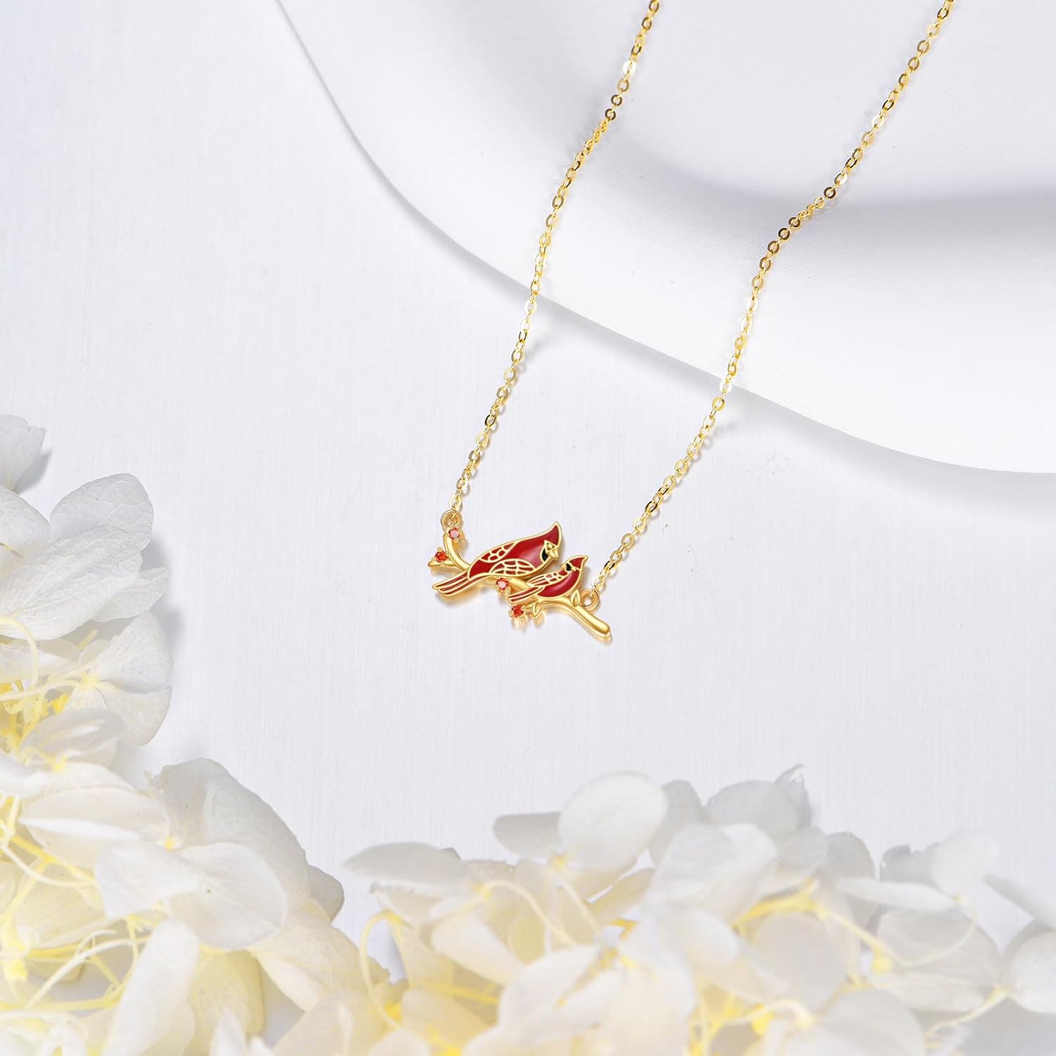 KECHO 14K Gold Red Cardinal/Hummingbird/Ladybug/Dragonfly Necklace Gifts for Women Pendant Memorial Jewelry