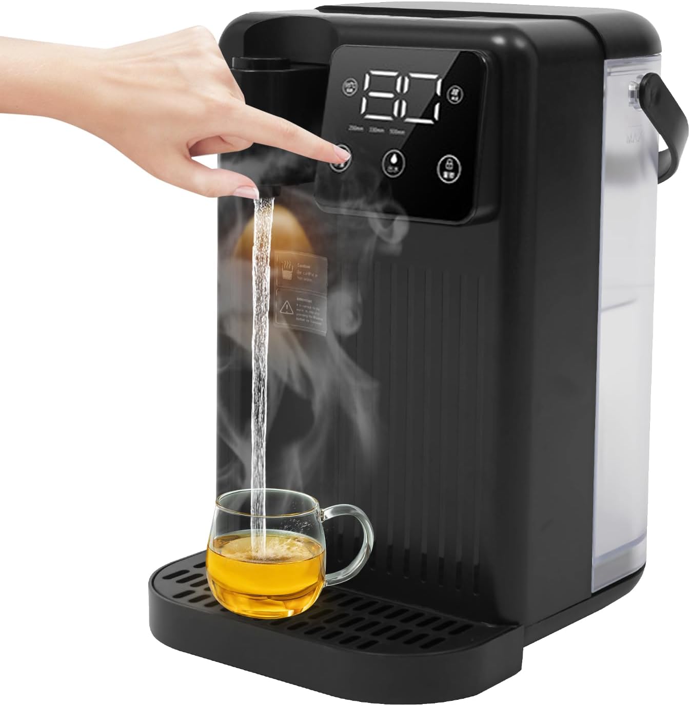 1700W Instant Hot Water Dispenser 3L Desktop Instant Hot Water Dispenser Touch Screen Countertop Water Filter Heating Temperature 77-210.2℉ W/Water Filter Water Tank Drip Tray (Black)