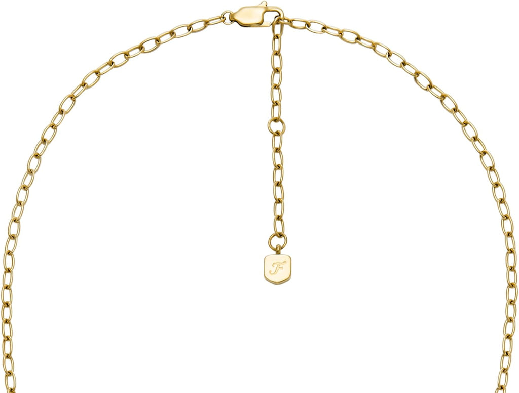 Fossil Women's Gold-Tone Stainless Steel Pendant Chain Necklace for Women