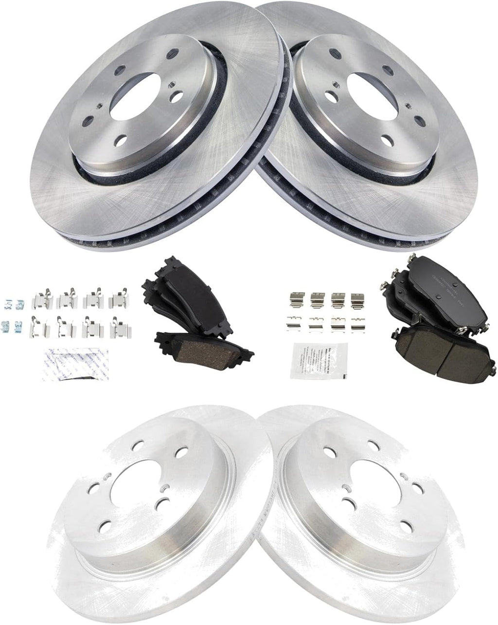 TRQ Front and Rear Ceramic Brake Pad and Rotor Set Compatible with 2018 Toyota C-HR