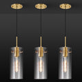 Gold Pendant Light Fixtures, 3 Pack Modern Pendant Lighting with Clear Striped Glass Shade, Hanging Pendant Lights Kitchen Island, Farmhouse Pendant Lighting for Dining Room Bedroom Bathroom