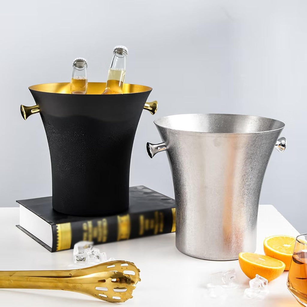 Ice Buckets Ice Bucket Stainless Steel Champagne Bucket, Silver Wine Chiller Ice Buckets for Parties Festival Bar Outdoor or Indoor Use, 5L Insulated Ice Bucket