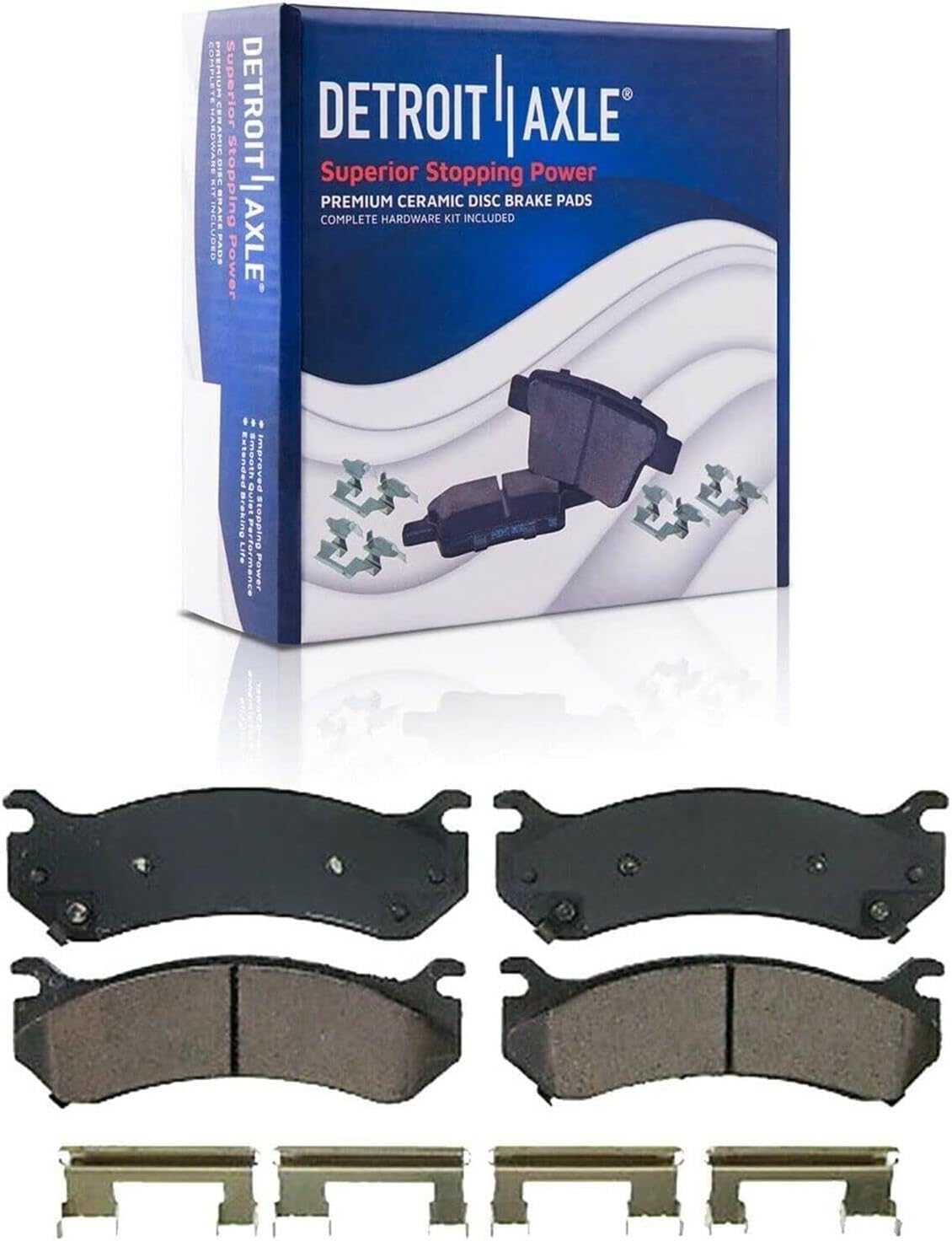 Detroit Axle - 4WD Front Drilled Rotors Brake Pads Wheel Hubs + 24pc Lug Nuts w/keys Replacement for Sierra Silverado 1500 Tahoe Escalade ESV EXT - 32pc Set