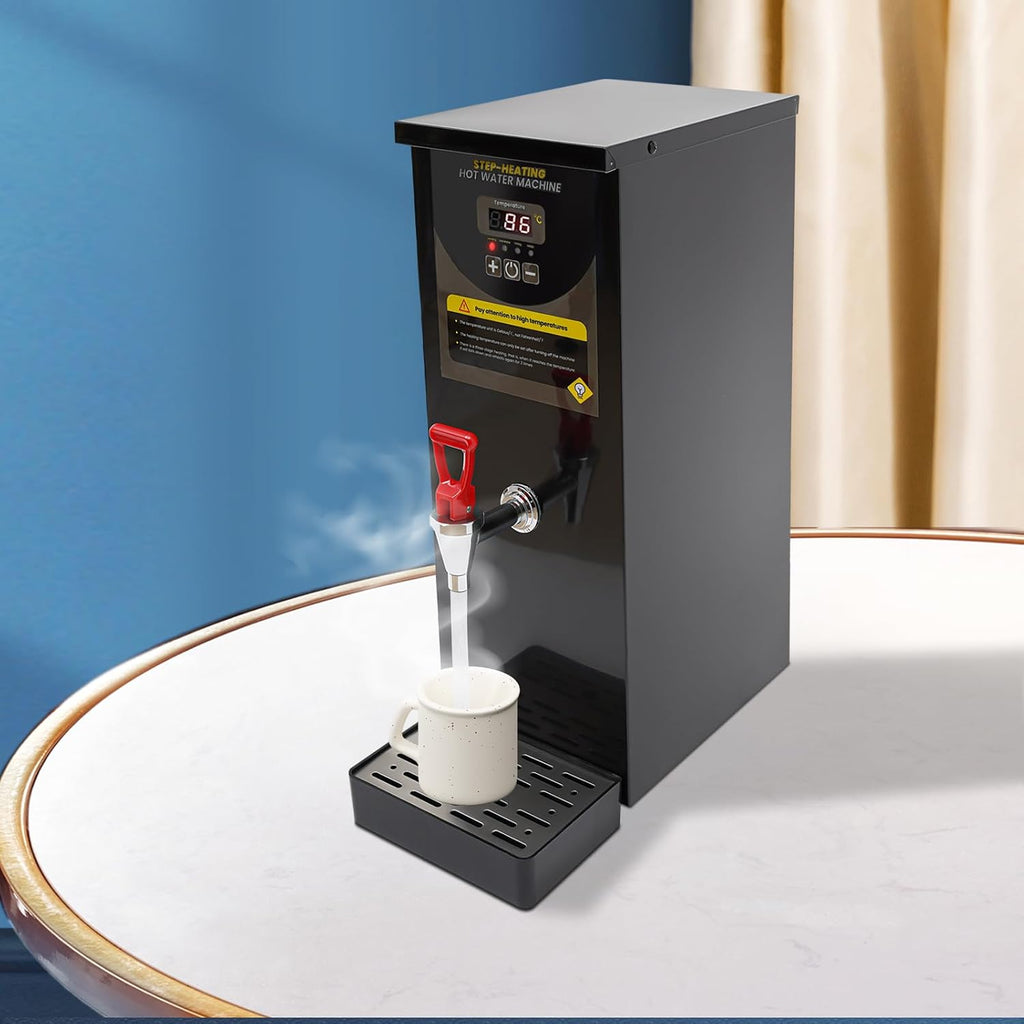 Electric Water Boiler, 8L/2.11gal Large Capacity Step-Heating Commercial Hot Water Dispenser Fast Ready Water Boiler Machine for Tea Milk Restaurant Hotel Caterers, Black