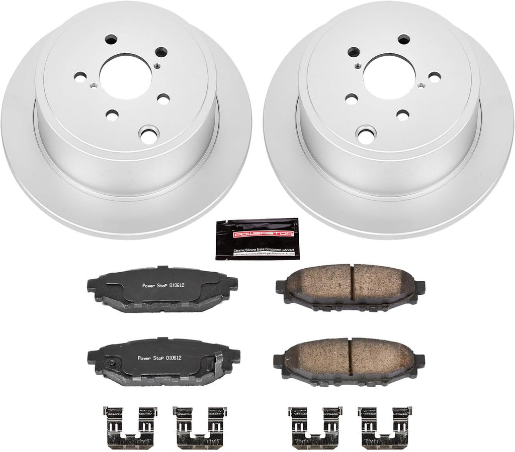 PowerStop Rear Brake Kit for Subaru BRZ 2013-16 |Forester 2009-13 |Impreza 2008-14 |Legacy 2010-14 |Outback 2010-14 - Fully-Coated Disc Rotors with Z17 Ceramic Brake Pads Replacement, CRK4631