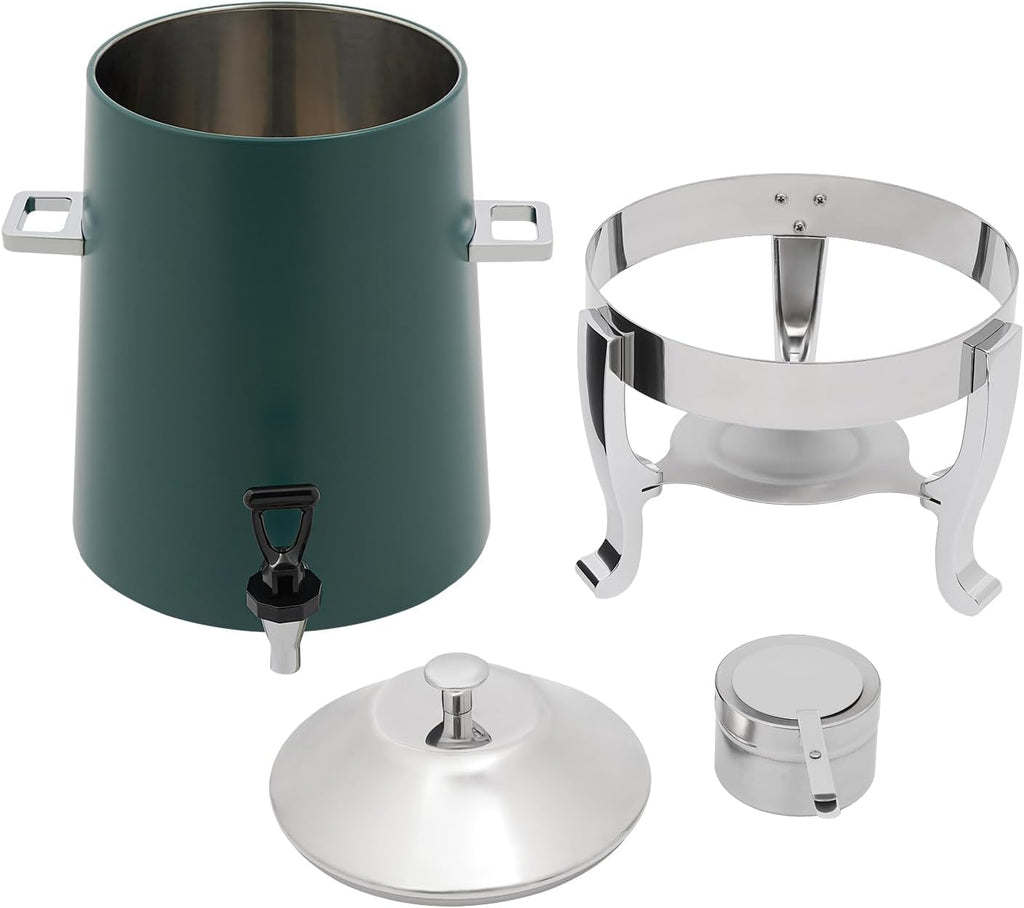 3.43 Gallon / 13L Stainless Steel Beverage Dispenser, Fuel Heating Coffee Urn with Spigot & Fuel Holder, Commercial Hot Water Dispenser Countertop for Milk Coffee Tea Water Juice