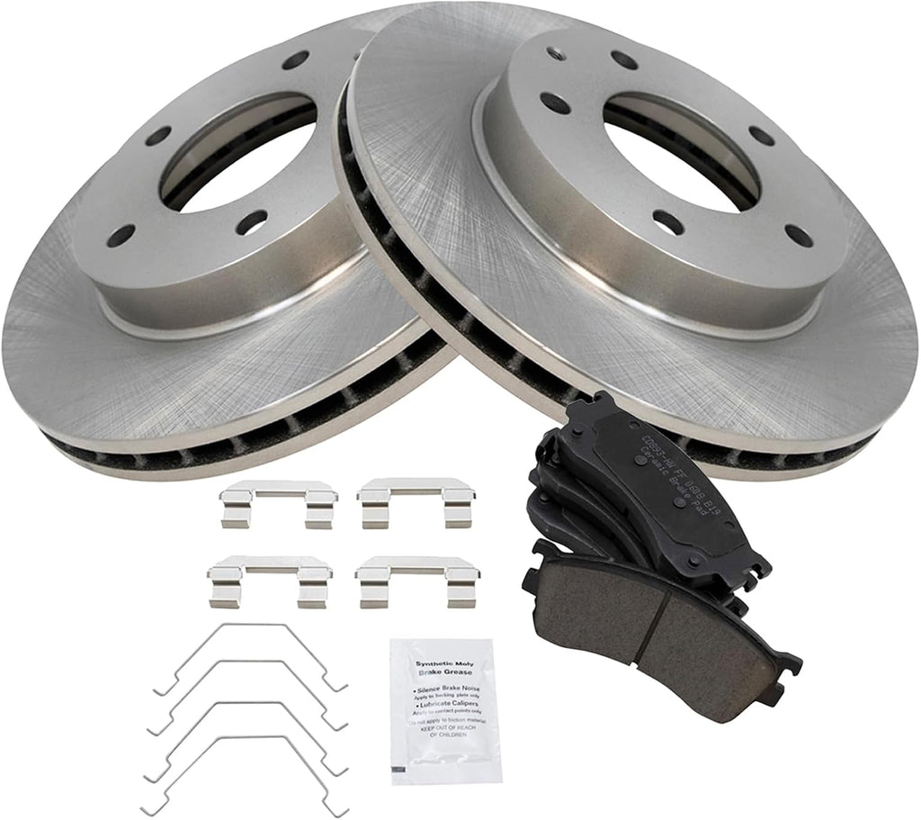 TRQ Front Brake Pad and Rotor Set Ceramic Compatible with 2001-2003 Mazda Protege 2002-2003 Protege5