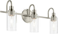 Kichler Kavi 23' 3-Light Bathroom Vanity Light Fixture with Clear Glass in Brushed Nickel, Modern Wall Mount Lighting Over Mirror for Powder Room and Bath (23' x 10'), 55211NI